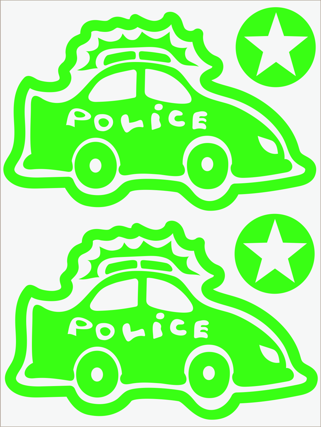 Policajné auto neon zelený